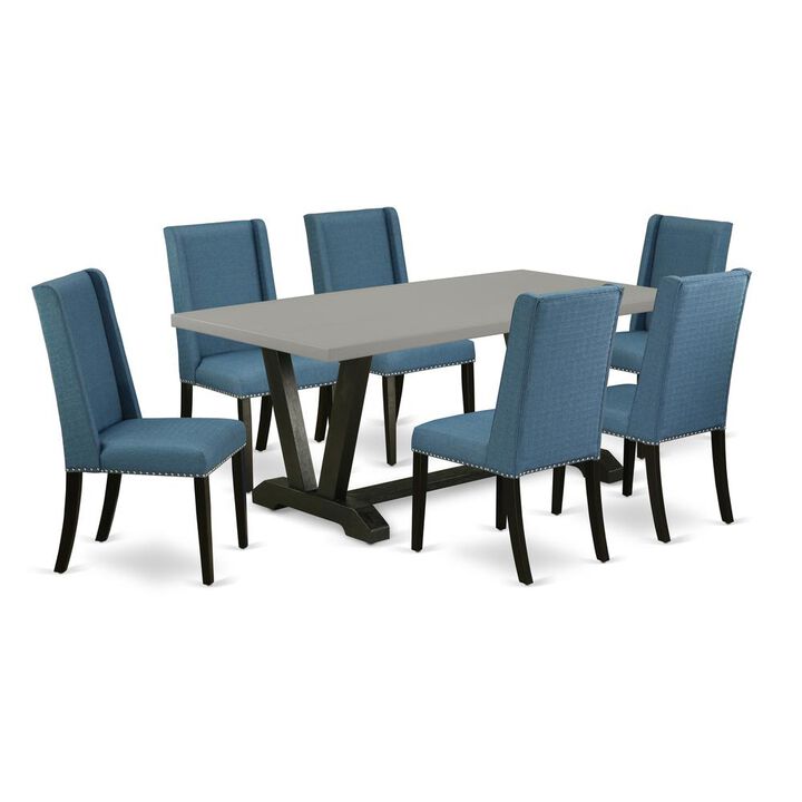 East West Furniture 7-Piece Kitchen Table Set - 6 Parson Chairs and Dinner Table Hardwood Structure