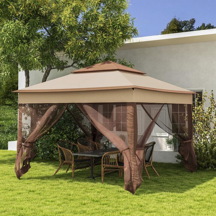 Hivvago Portable 11x11 Gazebo with Mesh Netting & Carry Bag