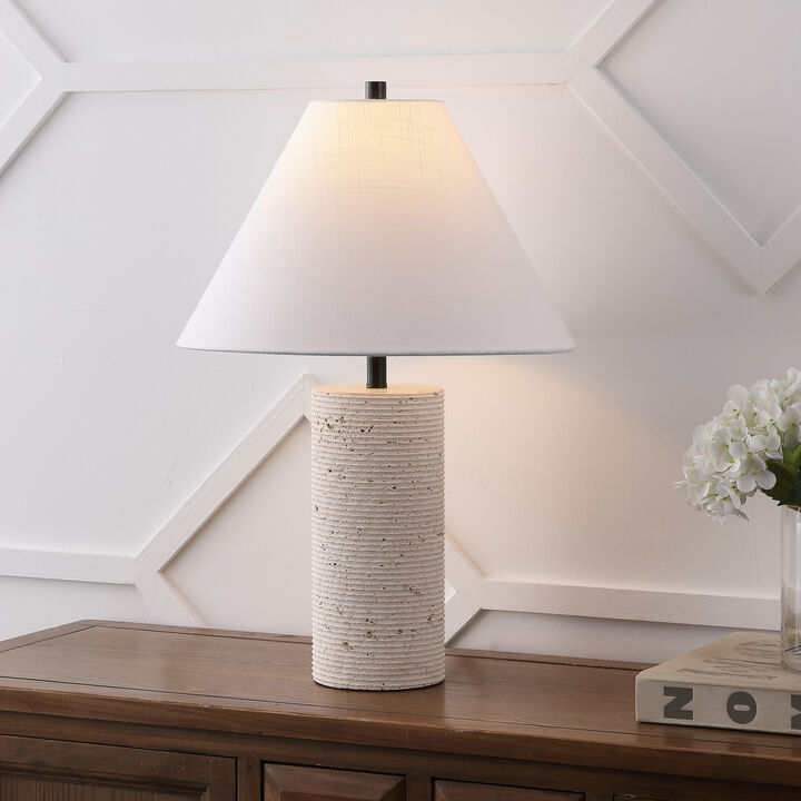 Kelsey 22.50" Modern Minimalist Travertine Column LED Table Lamp