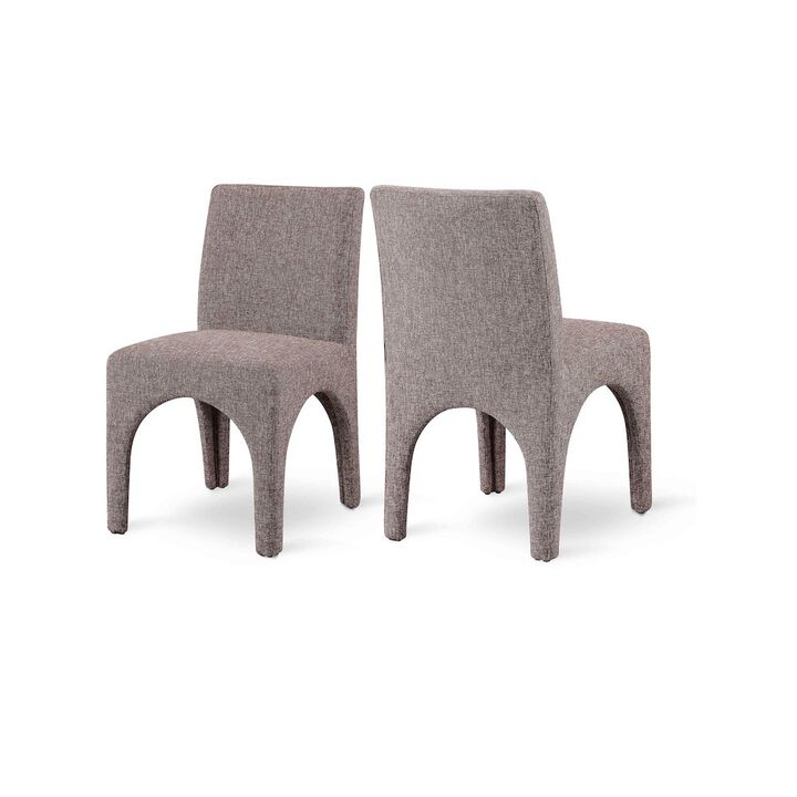 Meridian Furniture Gramercy Brown Linen Textured Fabric Dining Chair, Set of 2