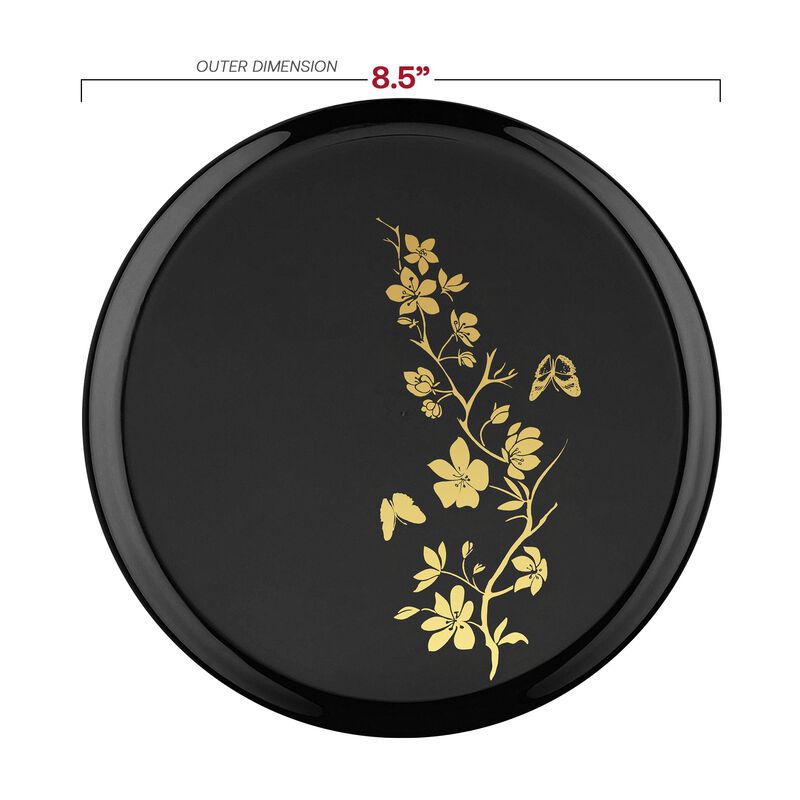 Black with Gold Floral Plastic Dinnerware Value Set (120 Sets) image number 3