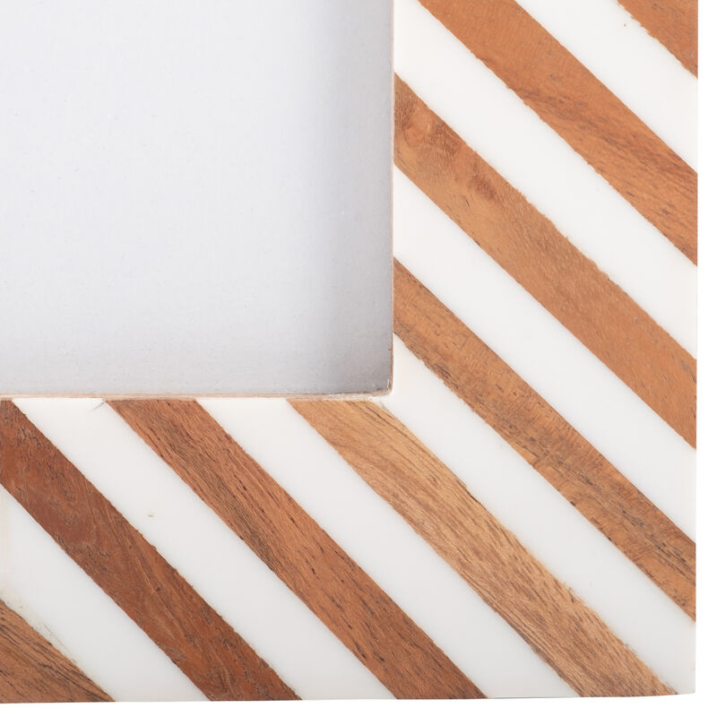 Resin,4x6 Herringbone Lines Photo Frame,white/wood image number 4