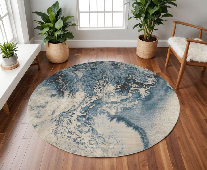HomeRoots Abstract Non Skid Round Rug