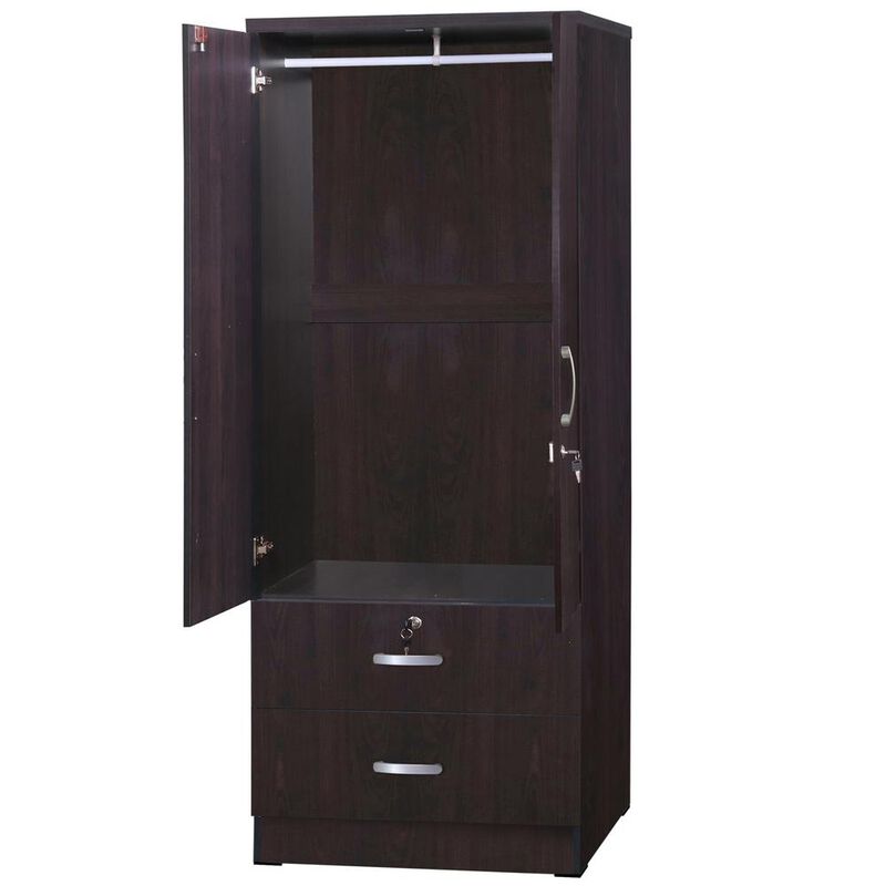 Better Home Products Grace Wood 2-Door Wardrobe Armoire with 2-Drawers Tobacco
