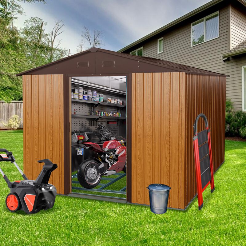 8ft x 10ft Outdoor Metal Storage Shed with Metal Foundation image number 2