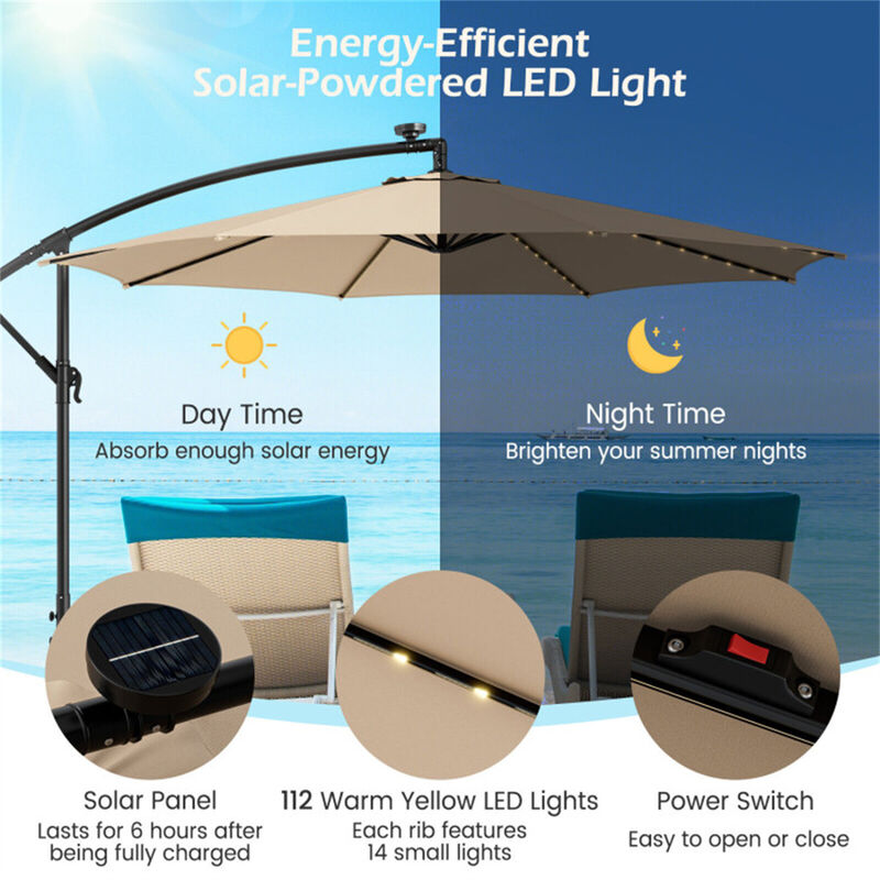 Outdoor Umbrella with Built-in LED Lights for Evening Use