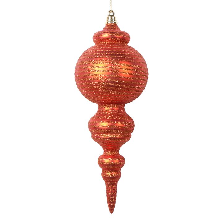 Vickerman 10" Matte Burnish Orange Finial Ornament, 2 per Bag.