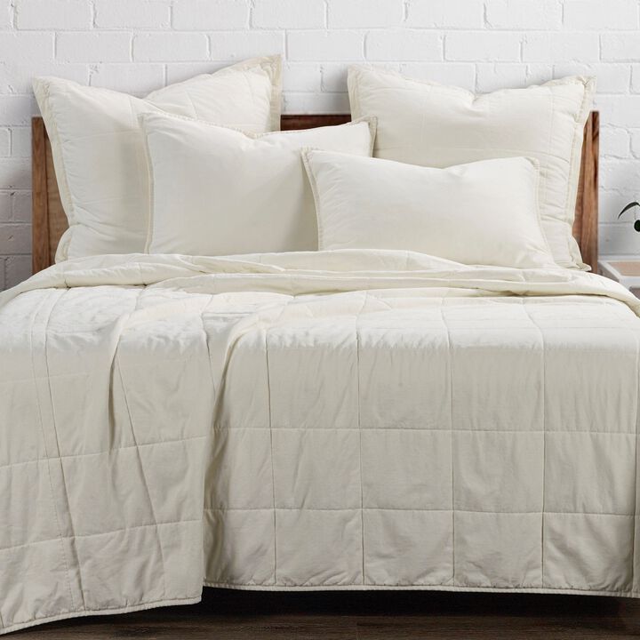 Stonewashed Natural Cotton Canvas King Coverlet Set