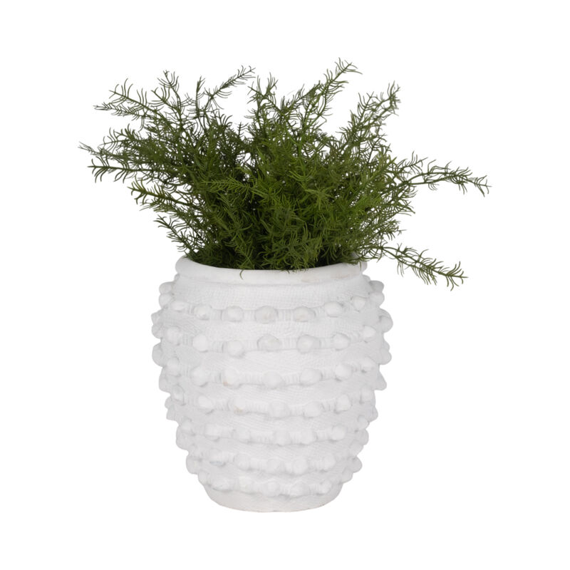 9" Woven Knot Planter, White