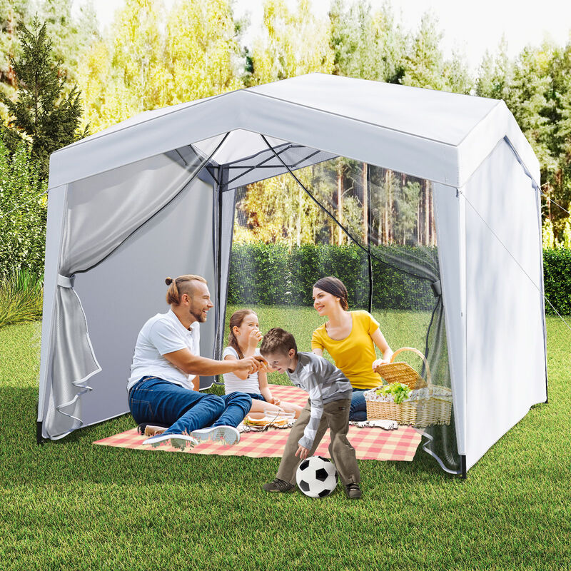 Outdoor Pop Up Canopy Tent  with 4 Mesh Sidewalls and Wheeled Carry Bag image number 4