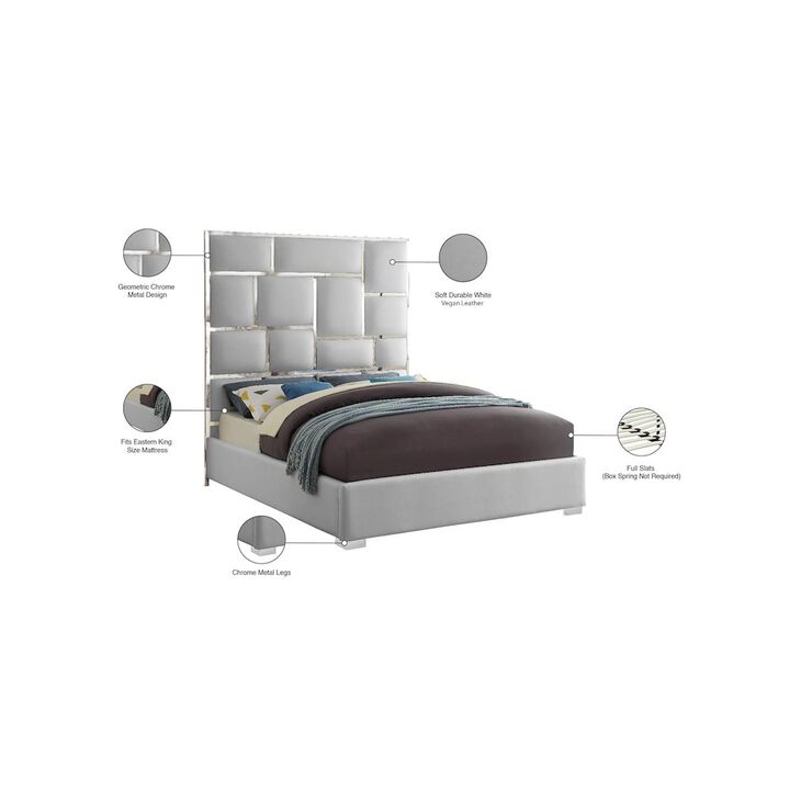 Meridian Furniture Milan White Vegan Leather King Bed