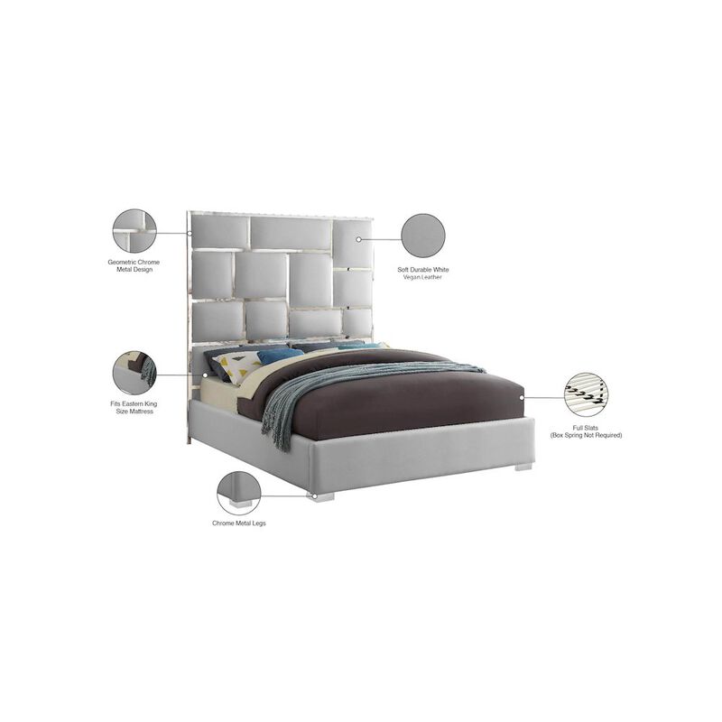 Meridian Furniture Milan White Vegan Leather King Bed
