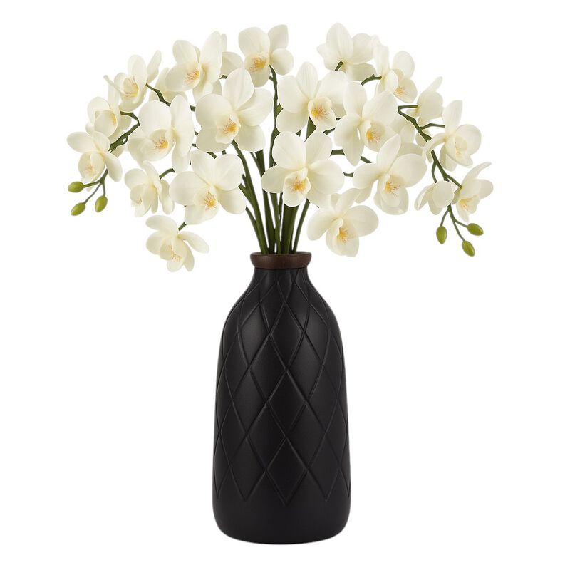 16" Plaid Textured Vase, Black image number 1
