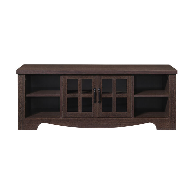 52.37 in. Wood TV Stand with 1 Glass-fronted Storage Cabinets Fits TV's up to 60 in.