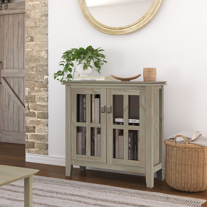 Artisan SOLID WOOD 30 inch Wide Contemporary Low Storage Cabinet in Distressed Grey