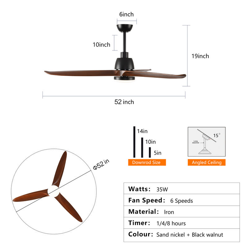 52" Ceiling Fan with Integrated LED Light image number 2
