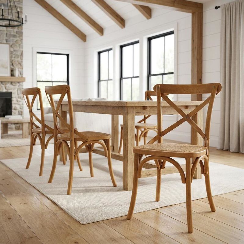 Wooden Dining Side Chairs for Dining Room, Natural, Set of 4 image number 4