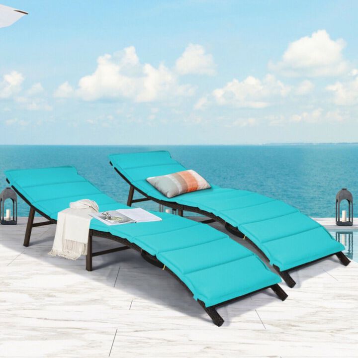 Set of 2 Folding Patio Lounger Chair