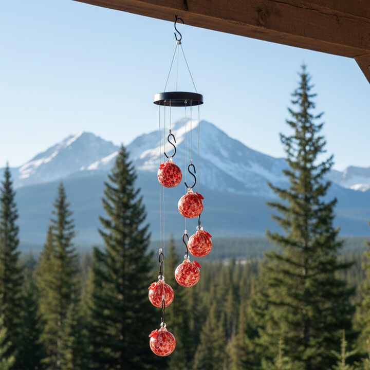 Sunnydaze Hand-Blown Hanging Glass Hummingbird Feeder for Outdoors