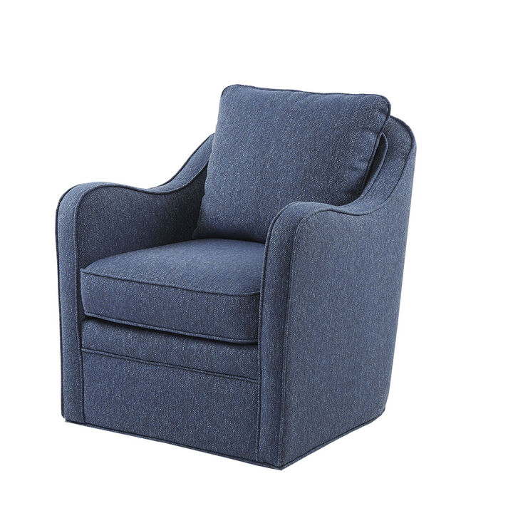 Gracie Mills Frieda Wide Seat Swivel Arm Chair with Back Pillow