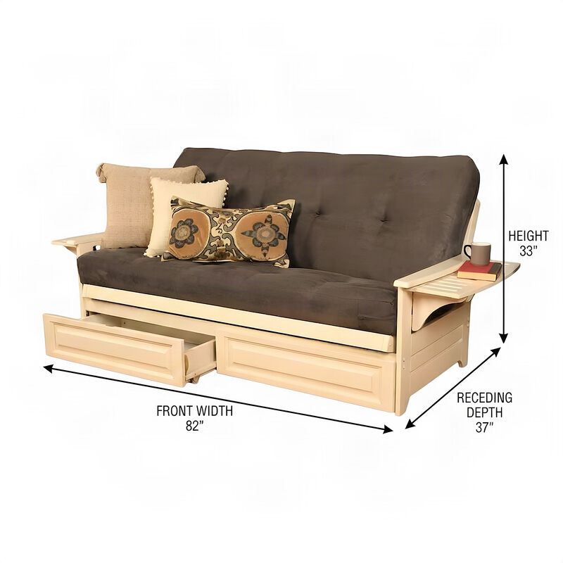 Phoenix Frame in Antique White Finish includes Suede Gray Mattress and Storage Drawers image number 5