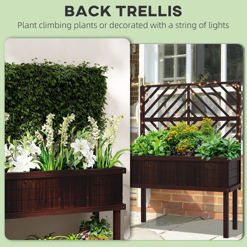 Hivvago Functional Wooden Garden Bed with Trellis image number 3