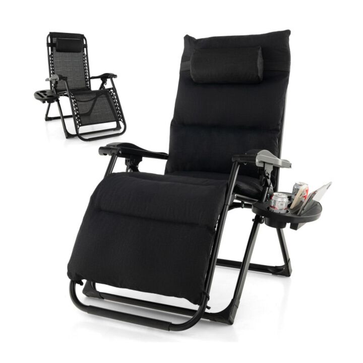Hivvago Adjustable Metal Zero Gravity Lounge Chair with Removable Cushion and Cup Holder Tray