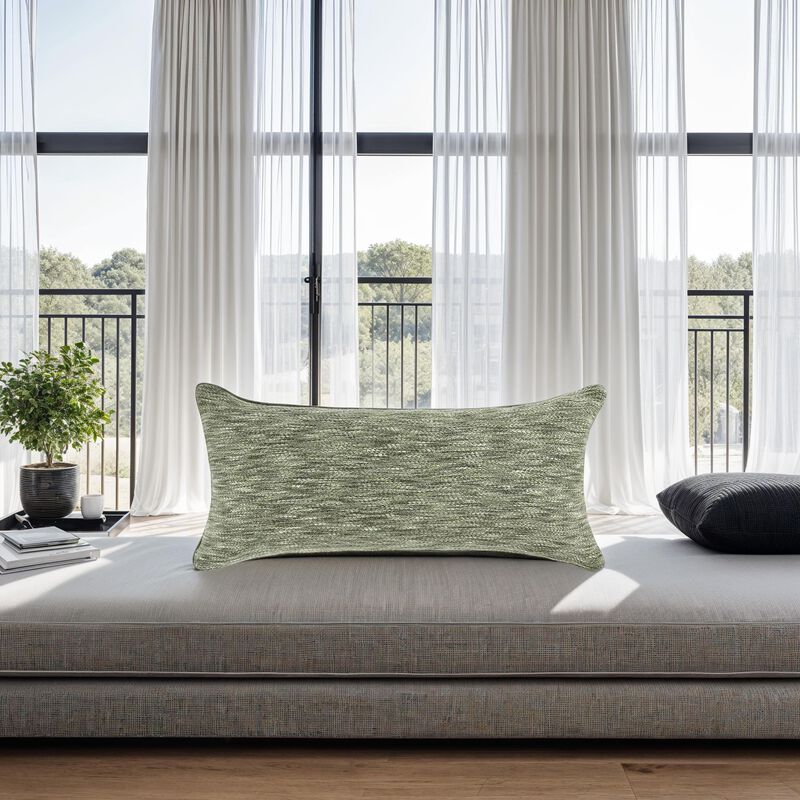 Sam Lumbar Accent Throw Pillow, 16x36 Textured Cotton Blend, Beige - Benzara