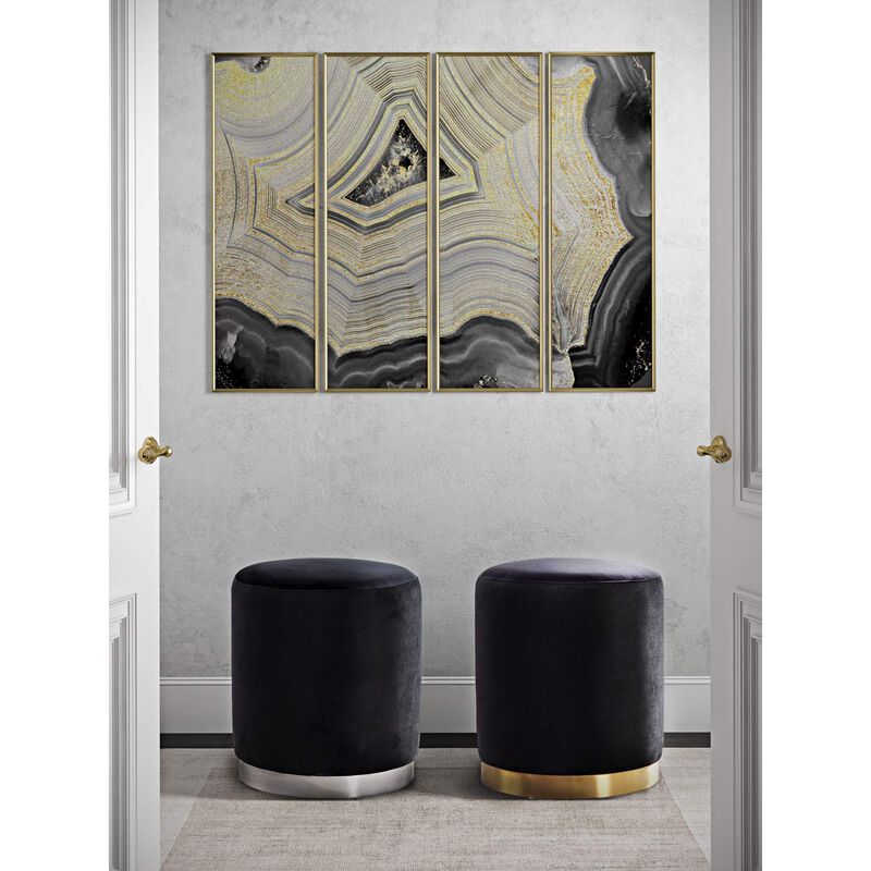 Tov Furniture Opal Black Velvet Ottoman -Gold Base image number 1