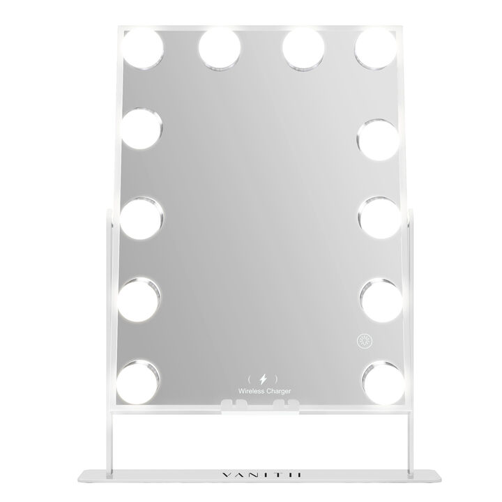 12''*16'' Hollywood makeup vanity mirror 12 LED Bulbs With Buletooth Wireless Charging