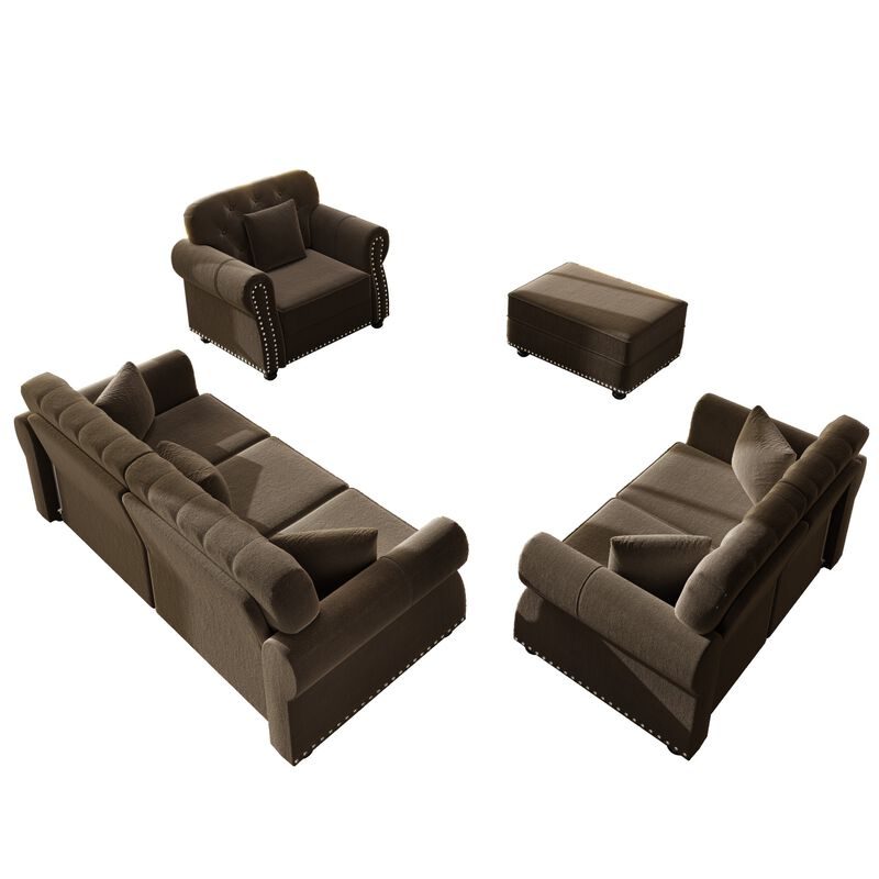 Rimhes Velvet Chesterfield Sofa Set image number 8