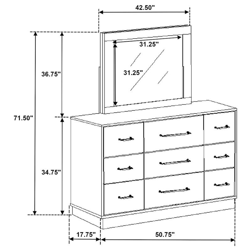 Coaster Co. of America Fenwick 9-drawer Dresser with Mirror Grey Oak image number 1