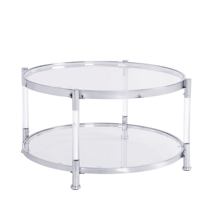 Contemporary Acrylic Coffee Table with Metal Base for Living Room, Bedroom, Balcony Home and Office