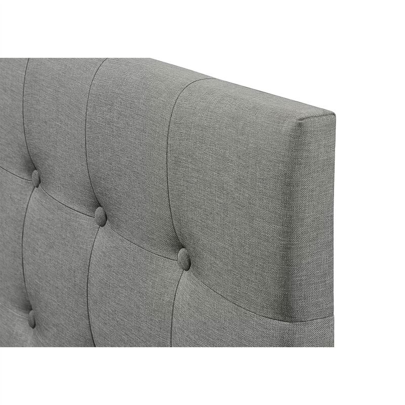 QuikFurn Twin size Contemporary Button-Tufted Headboard in Grey Upholstered Fabric