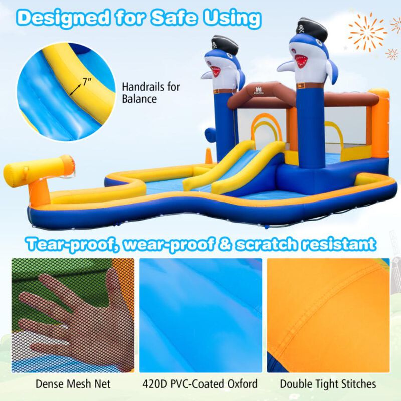 Hivvago 7-In-1 Water Slide Park with Splash Pool and Water Cannon without Blower