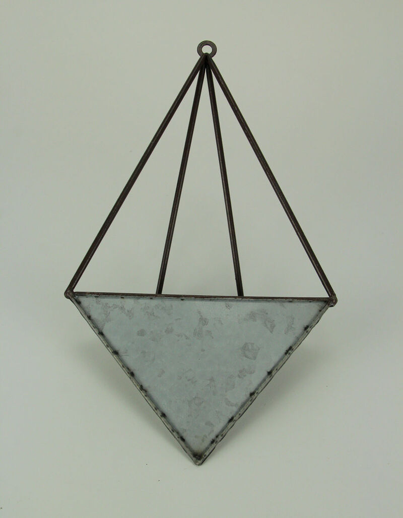 Galvanized Metal Diamond Shaped Angular Hanging Planters Set of 2 image number 2