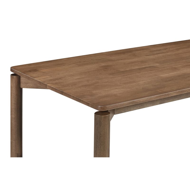 Rida Dining Table, Rich Dark Brown Hardwood, Rectangular 59 Inch Top