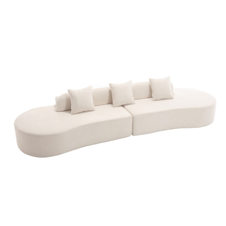 Merax  Modern curved combination sofa terrycloth fabric sofa minimalist sofa