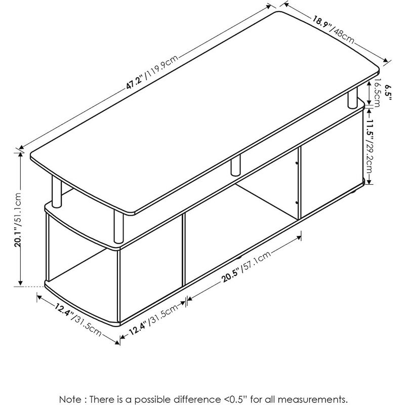 Furinno JAYA Utility Design Coffee Table, Americano, Stainless Steel Tubes