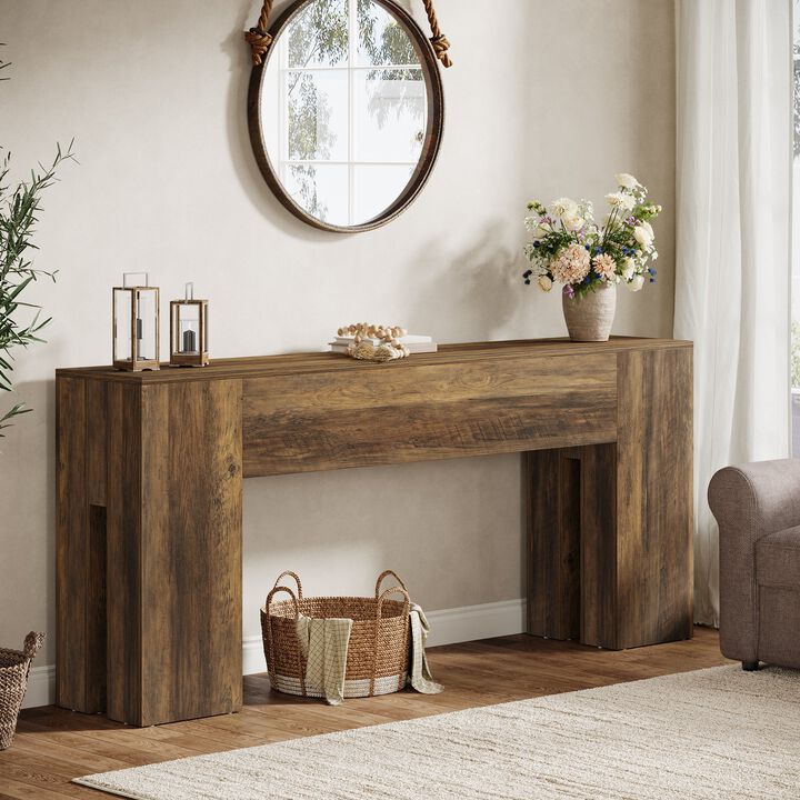 70.8-Inch Wooden Console Table, Sturdy Sofa Table for Hallway or Entryway