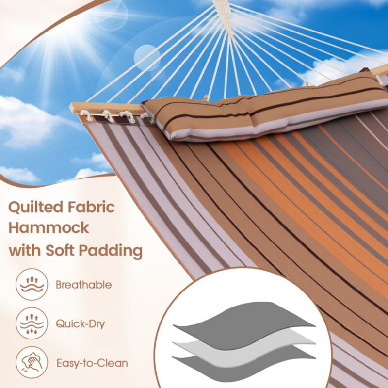 Patio Swing Hammock Bed &ndash; Folding Outdoor Lounger with Detachable Pillow