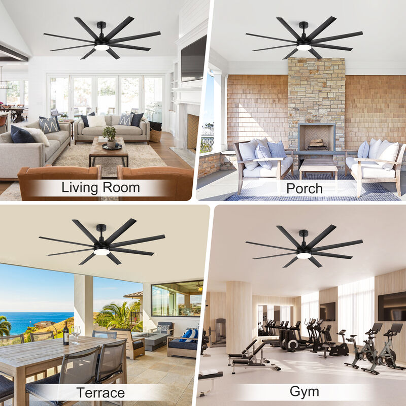 Breezary 72 Inch Black Morden LED Ceiling Fan with Light Remote(8-Blade) image number 5