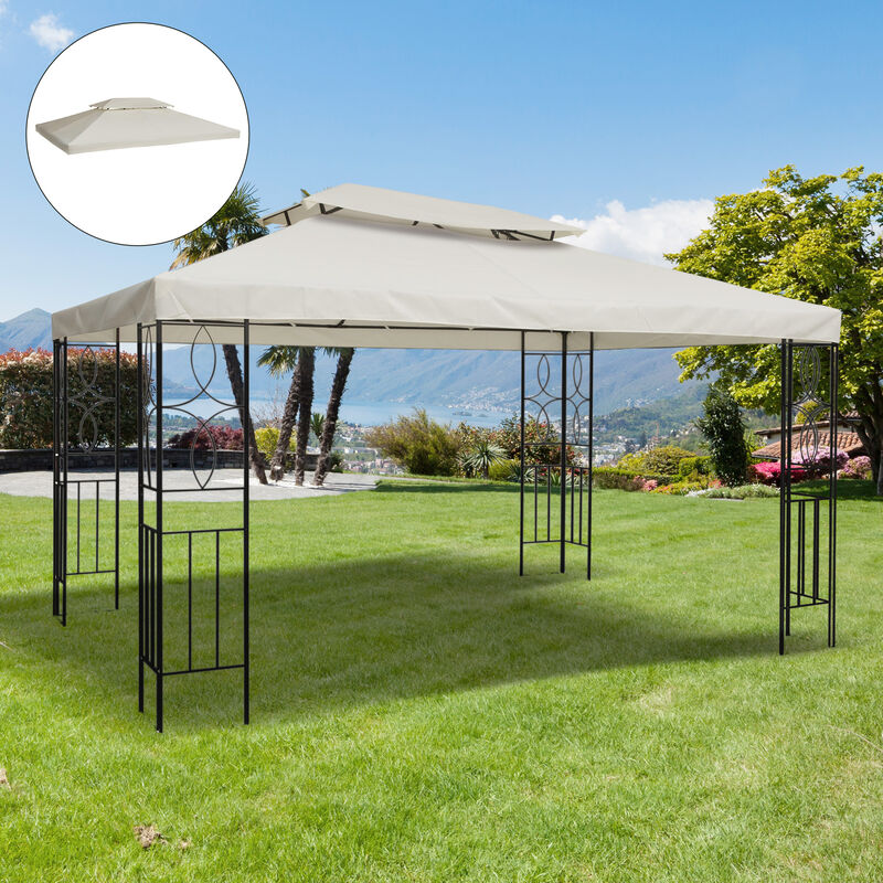 Outsunny 13.1' x 9.84' Gazebo Replacement Canopy, 2-Tier Top UV Cover Pavilion Garden Patio Outdoor, Cream White (Top Only)