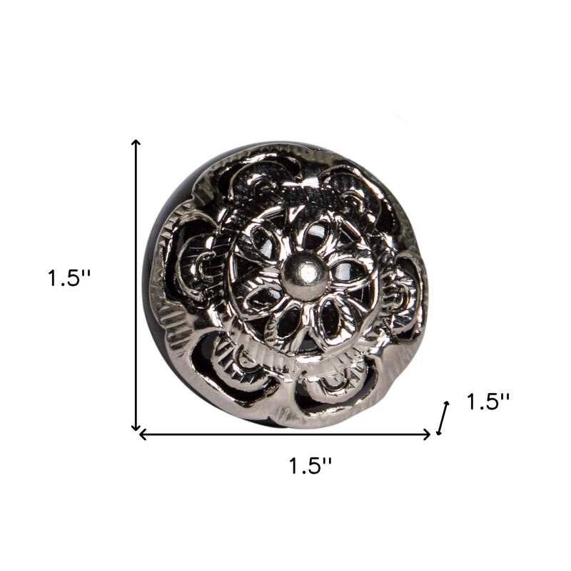 HomeRoots Set of Eight Black And Silver Ceramic And Metal Drawer Pull Knobs image number 4