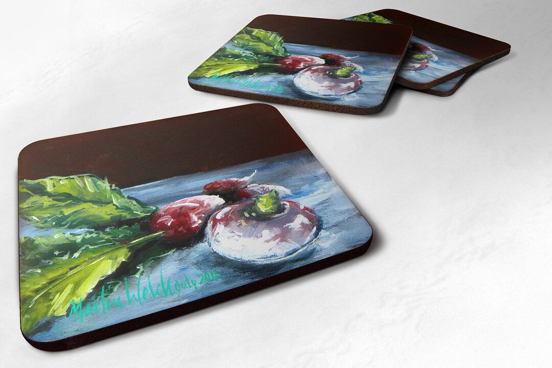 Caroline's Treasures MW1069FC Vegetables-Turnips Turnips Foam Coasters (Set of 4), 3.5 H x 3.5 W, Multicolor