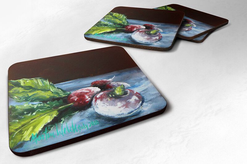 Caroline's Treasures MW1069FC Vegetables-Turnips Turnips Foam Coasters (Set of 4), 3.5 H x 3.5 W, Multicolor image number 0