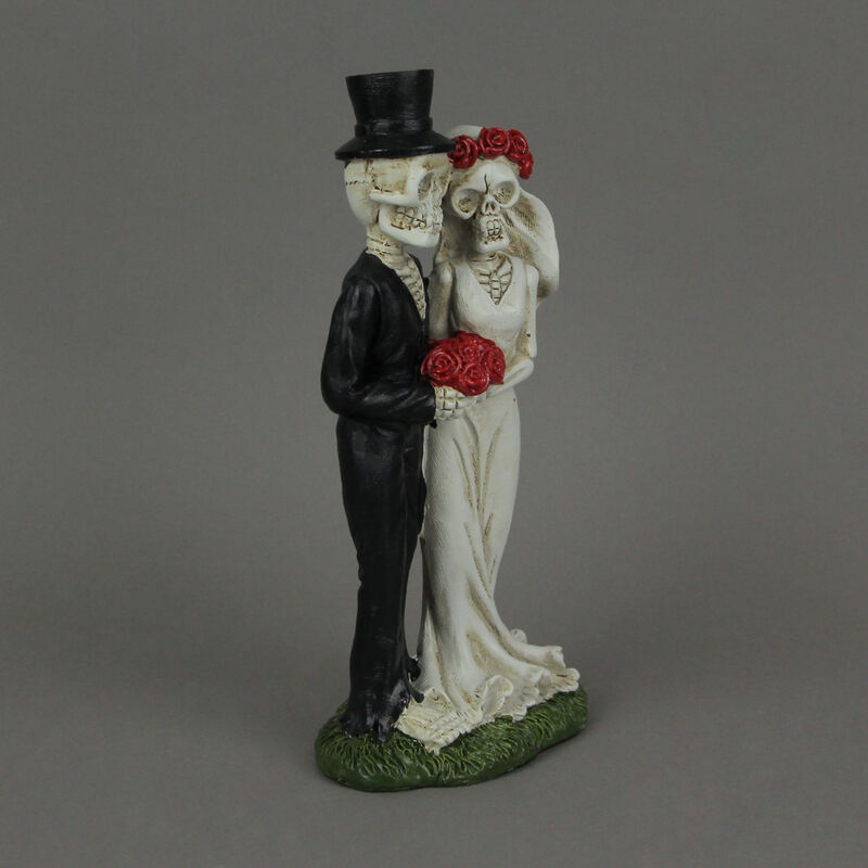 Love Eternal Skeleton Bride Groom Couple Figurine Wedding Decor Resin Statue image number 4