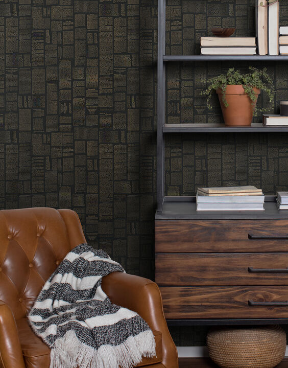 Crafted Editorial Black & Gold Metallic Wallpaper
