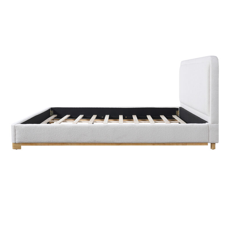 Christopher Knight Home Sloane Modern Boucle Upholstered Platform Bed with Curved Headboard image number 4