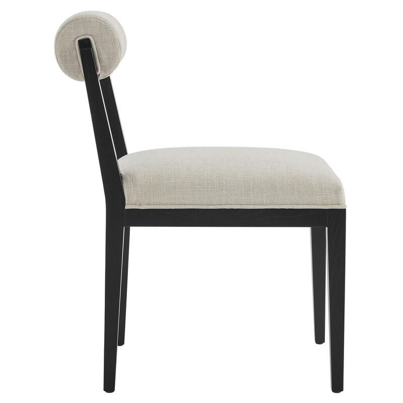 Modway Kai Upholstered Dining Chair with Wood Legs in Linen Black - Modern Dining Room Chair with Fabric Rolled Backrest and Seat - Wood Fabric Side Chair for Dining Room, Kitchen image number 5